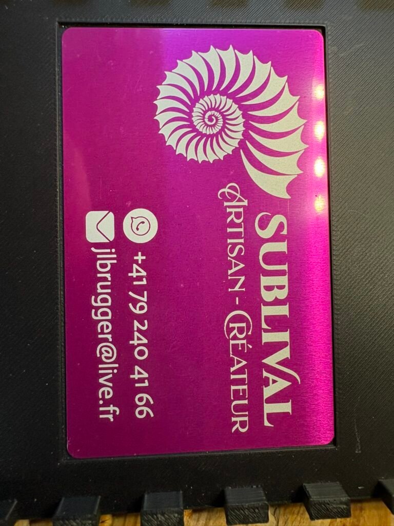 Carte de visite aluminium anodisé