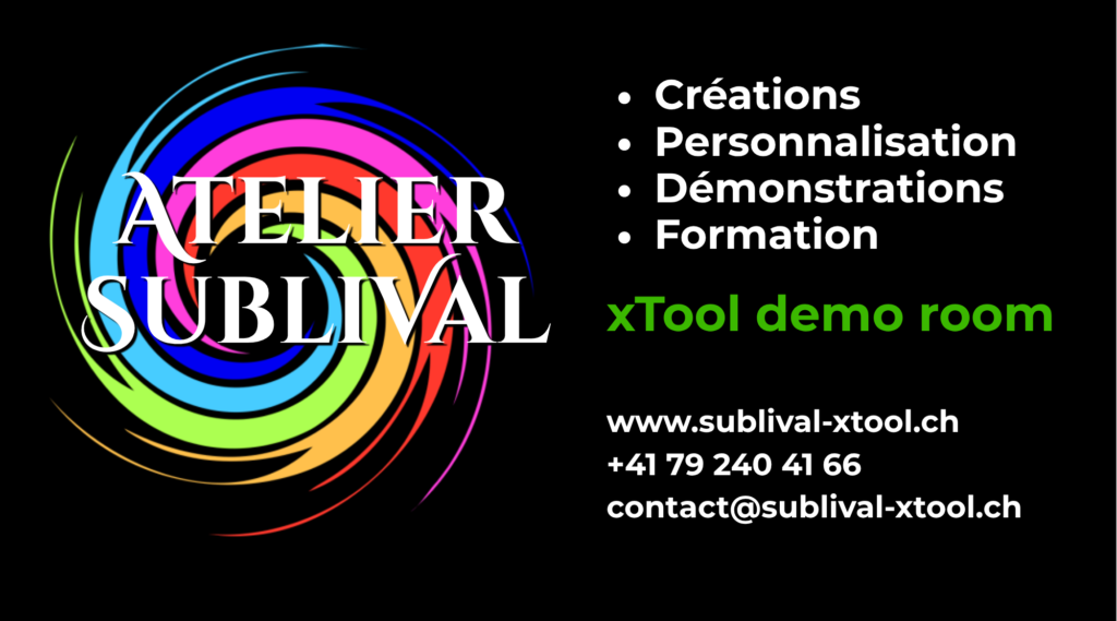Atelier Sublival, xtool demo room, démonstrations gratuites, personnalisation, gravure et découpe laser, sublimation.