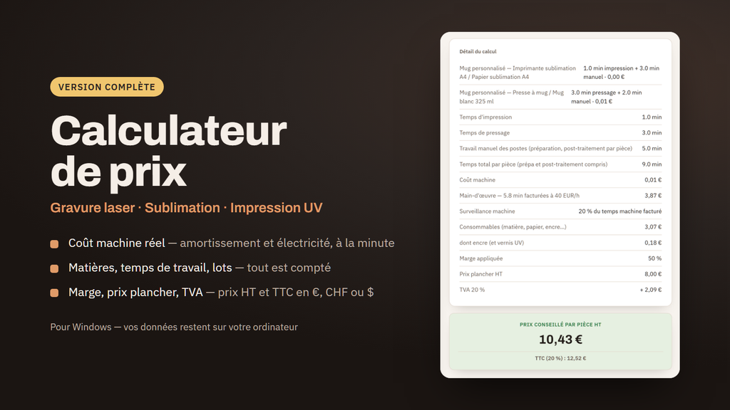 Calculateur de prix gravure et découpe laser