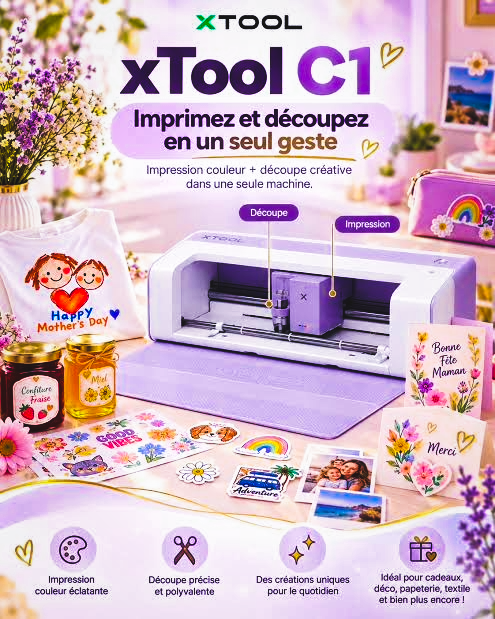 Visuel officiel de la xTool C1, traceur de découpe à lame avec impression couleur